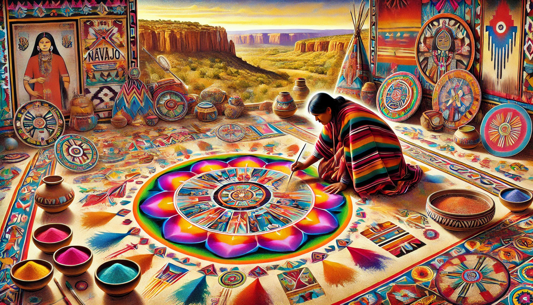 Teknik Sandpainting dalam Seni Navajo